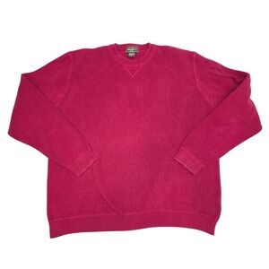 Eddie Bauer Mens XL Red Cotton Crewneck Pullover Sweater Made in Hong Kong
